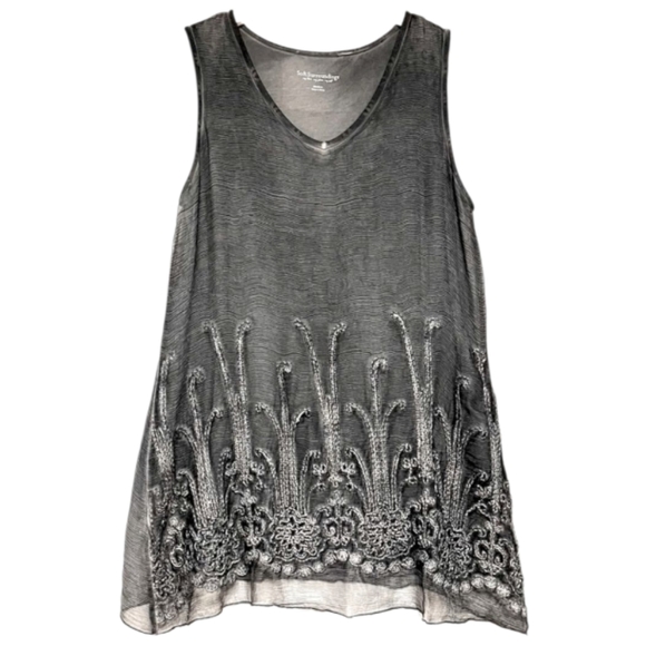 Soft Surroundings Silk Araceli Embroidered Sequin Sleeveless Tunic Top - Picture 2 of 11